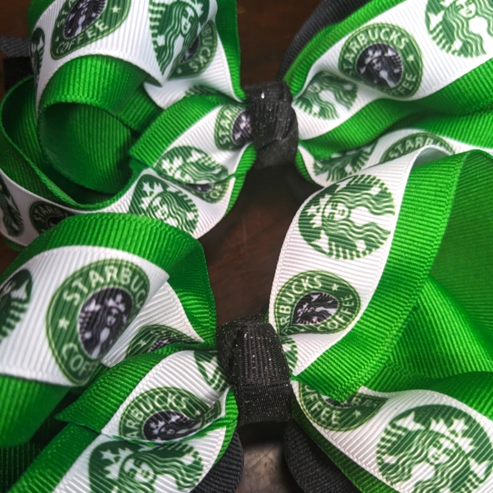 Starbucks Hair Bow (2) Handmade